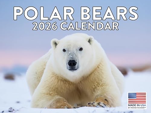 Calendario mensual de pared 2025 de oso polar, 12 meses