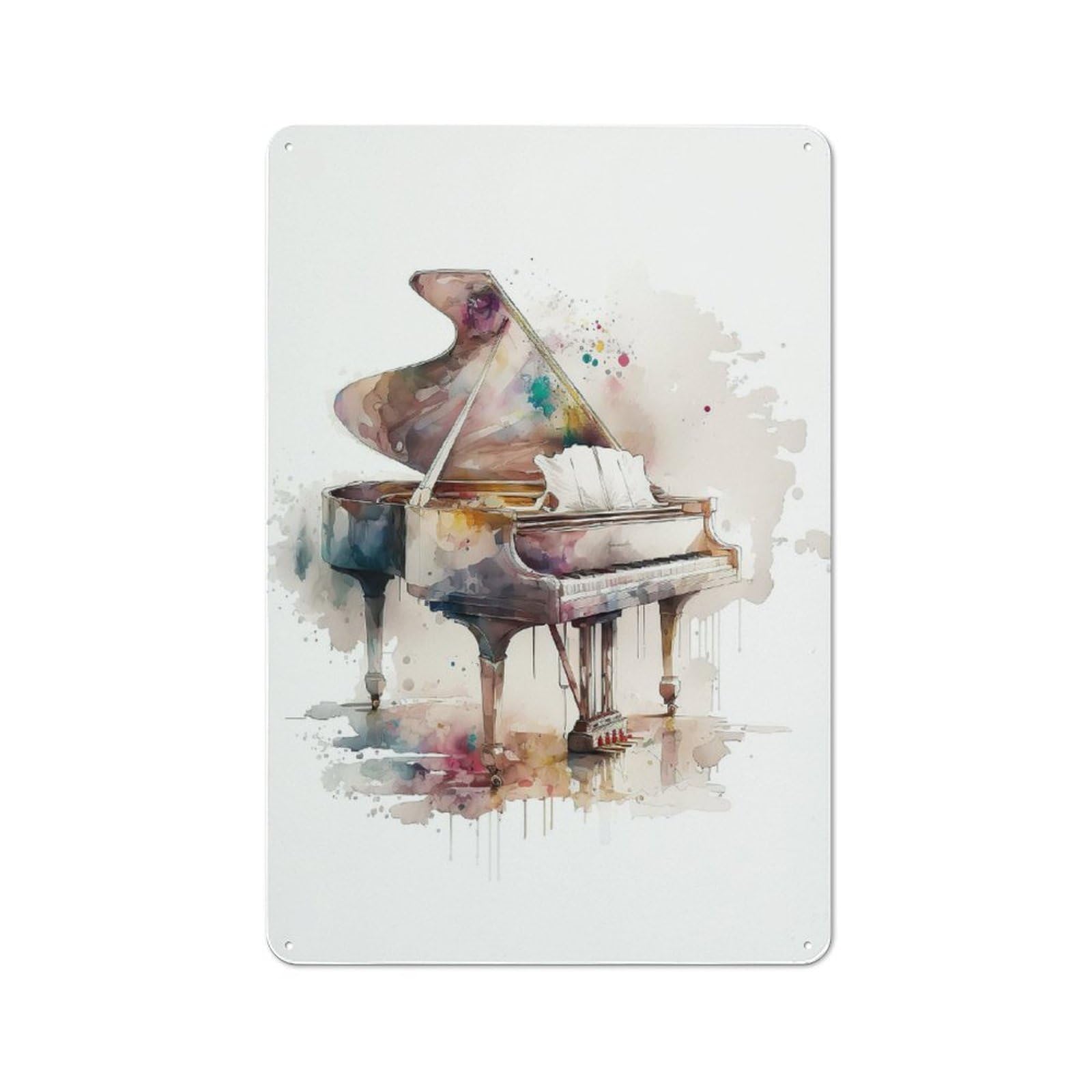 Piano Watercolor Retro Metal Sign 30x20cm for Garden Room Or Summerhouse, A Decorative Christmas Gift for Summerhouse Decorators