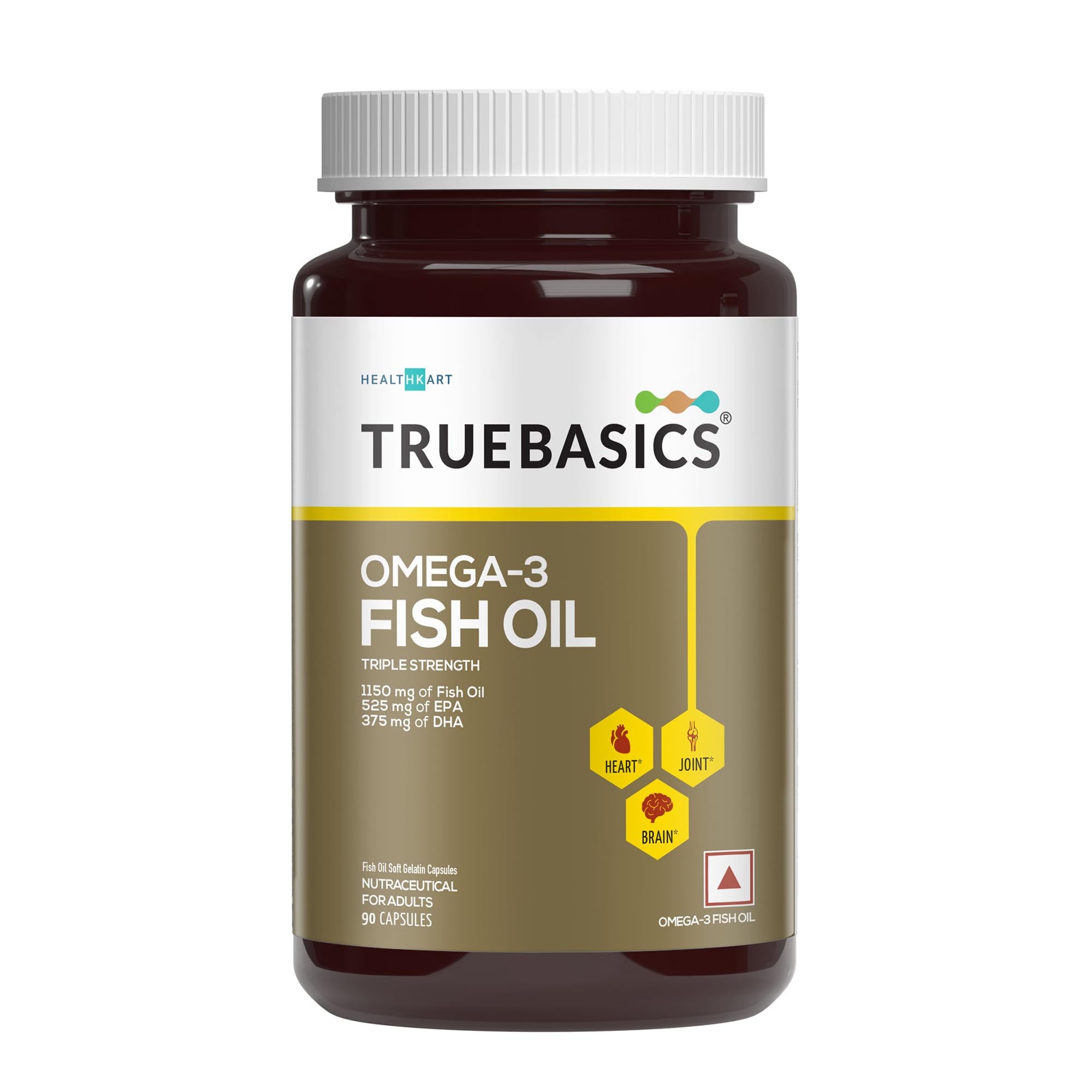 - Omega 3 Fish Oil (90 Capsules) | Triple Strength with 1150mg Omega, 525mg EPA & 375mg DHA | For Healthy Heart, Eyes & Joints .