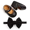 Baby Girls Mary Jane Flats with Bowknot Headband Infant Princess Dress Soft Sole Crib Shoes Non-Slip for Toddler First…