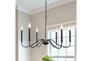 Modern Industrial Generies Black Farmhouse Chandelier (6 Light Rustic Candle Pendant Lighting...