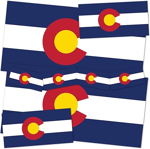 Colorado CO - Calcomanía de la bandera del estado de Colorado, paquete de 8 unidades en total con logotipo de niños, álbum de recortes, automóvil,
