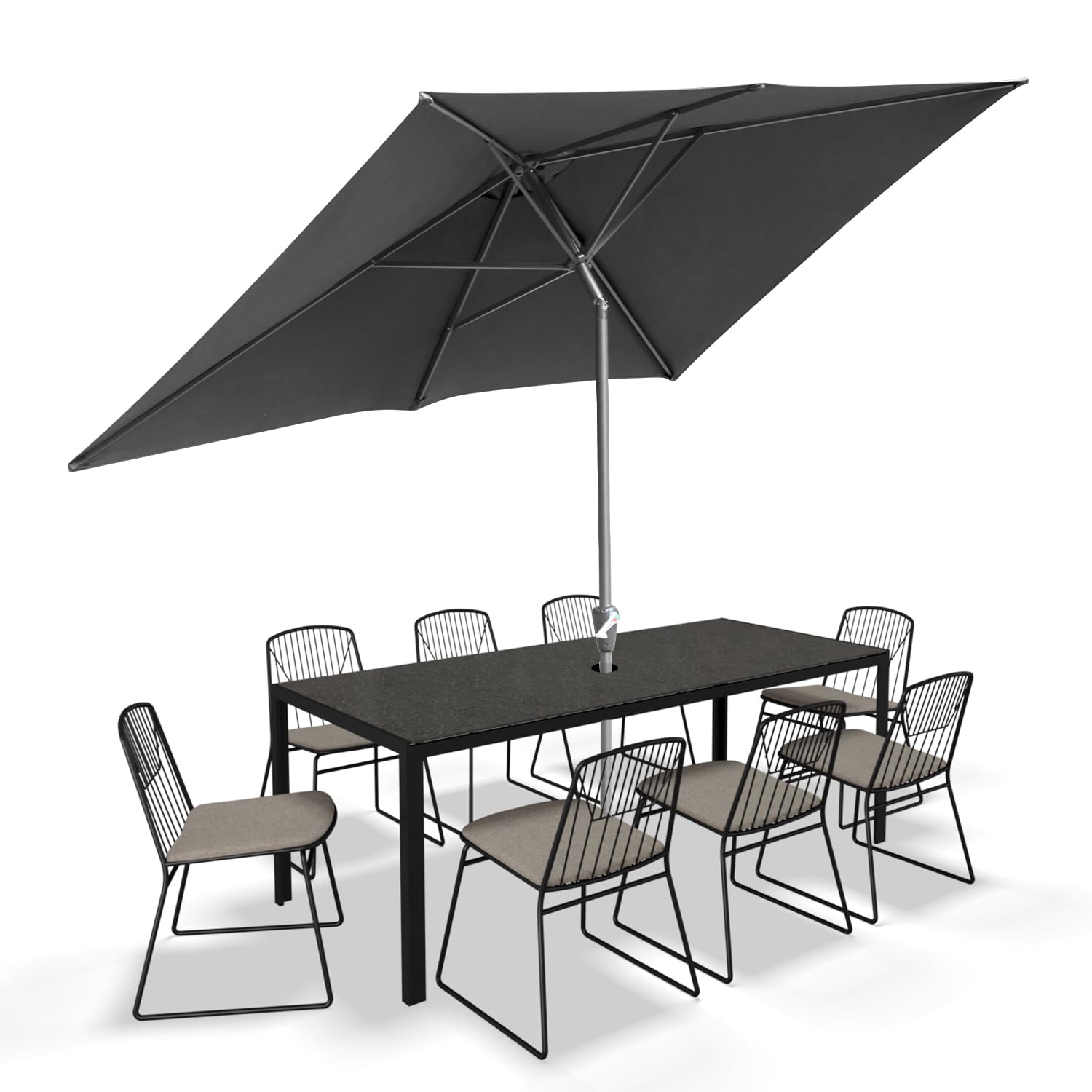 Jaxguom 200x300CM Sonnenschirm Rechteckig Anthrazit Gartenschirm Terrassenschirm Sonnenschutz Sonnenschirm Kippbar Großschirm für Balkon,Terrasse,Garten