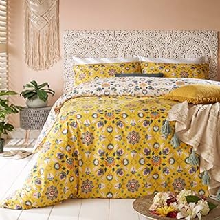 furn. Folk Flora Duvet Cover and Pillowcase Set, Ochre, King