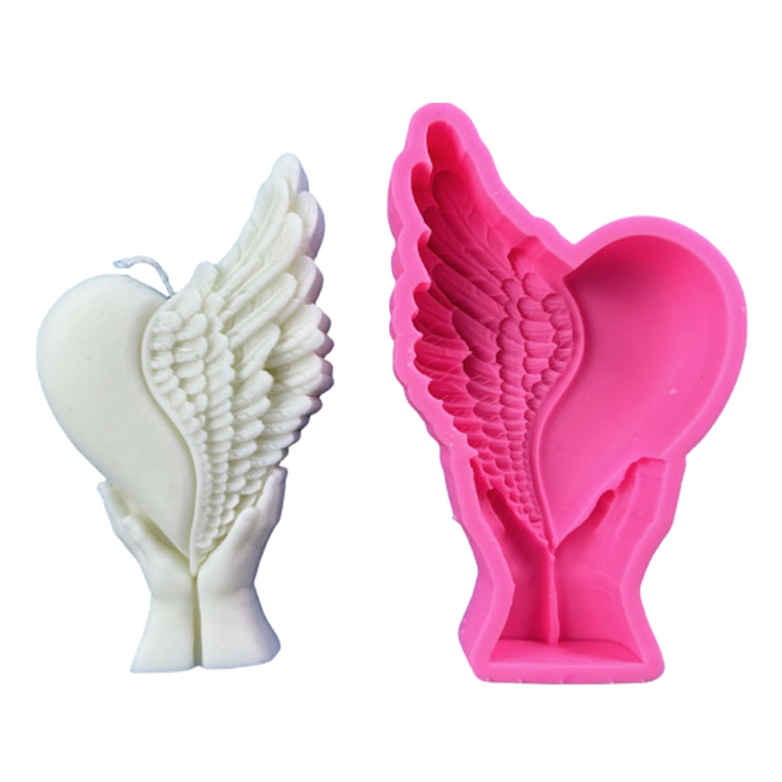 Maxtonser Hands Holding Heart Wing Candle Silicone Heart Candle Resin Castings Baking Home Decoration