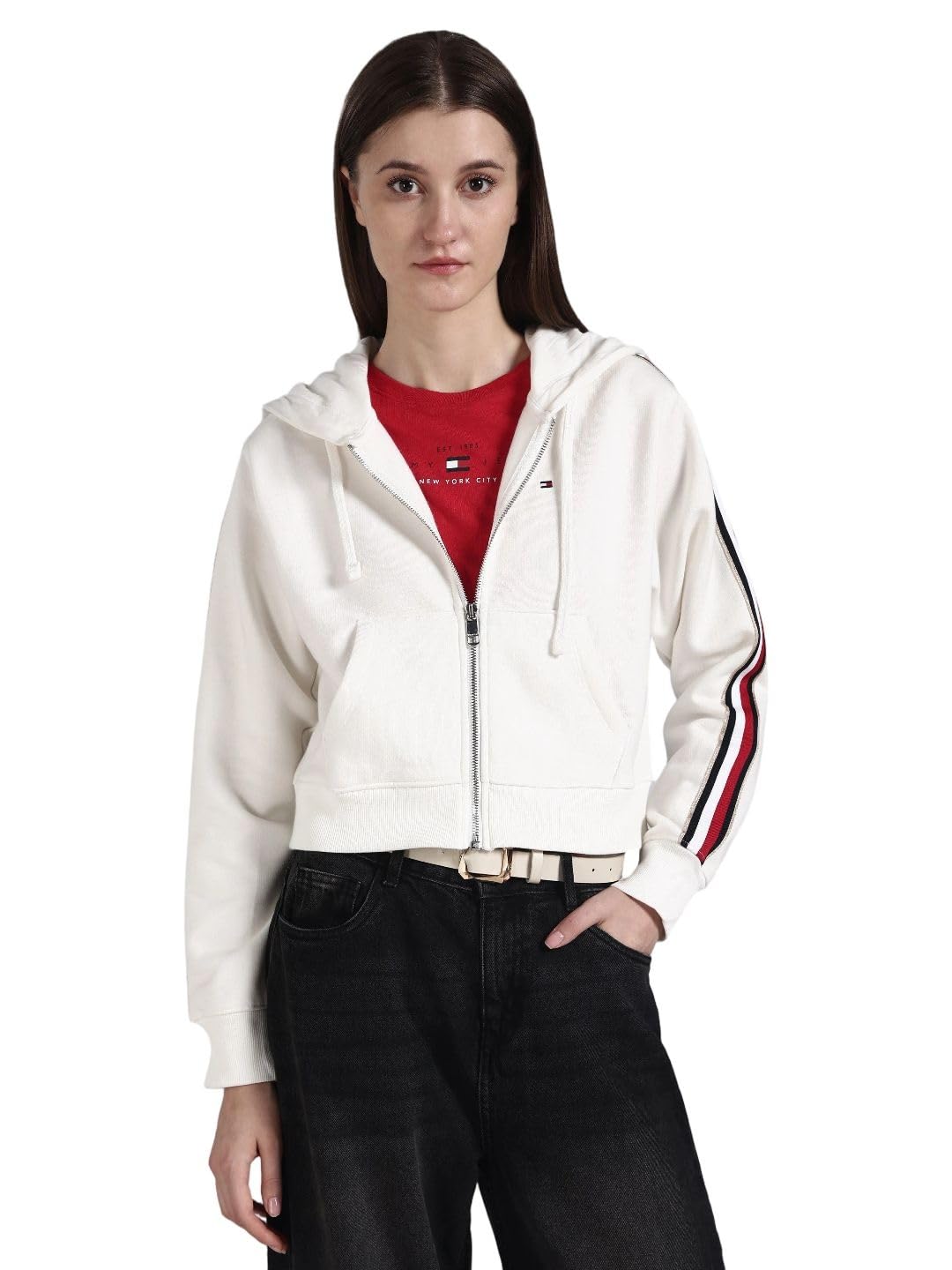 tommy hilfiger Regular fit cotton hooded neck open-front jacket-picture-46