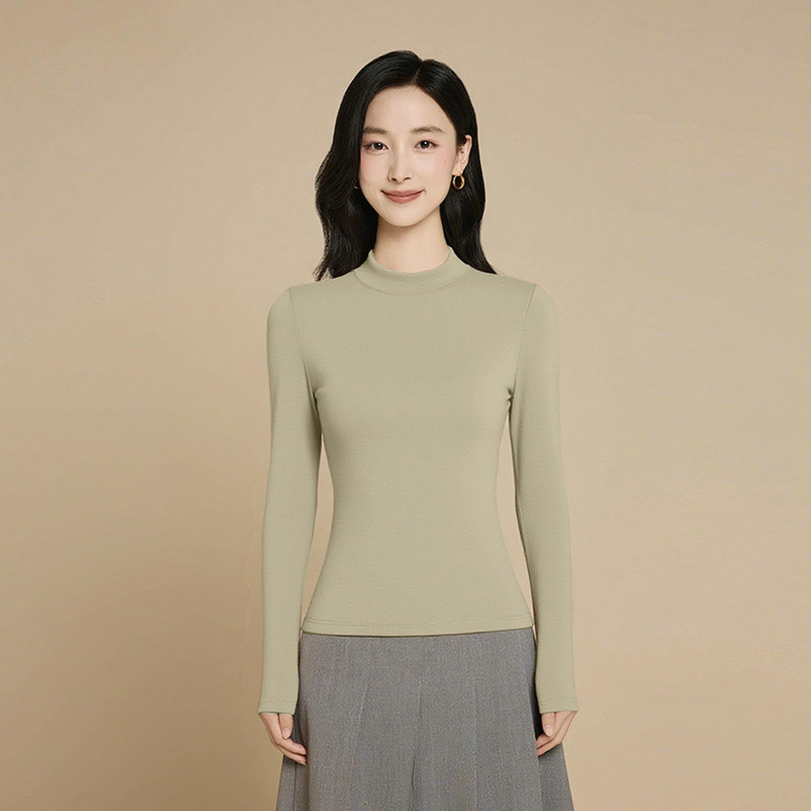 Maglia Termica Shirt da Fondo A Maniche Lunghe Autunno E Inverno Donna-Rosso-l