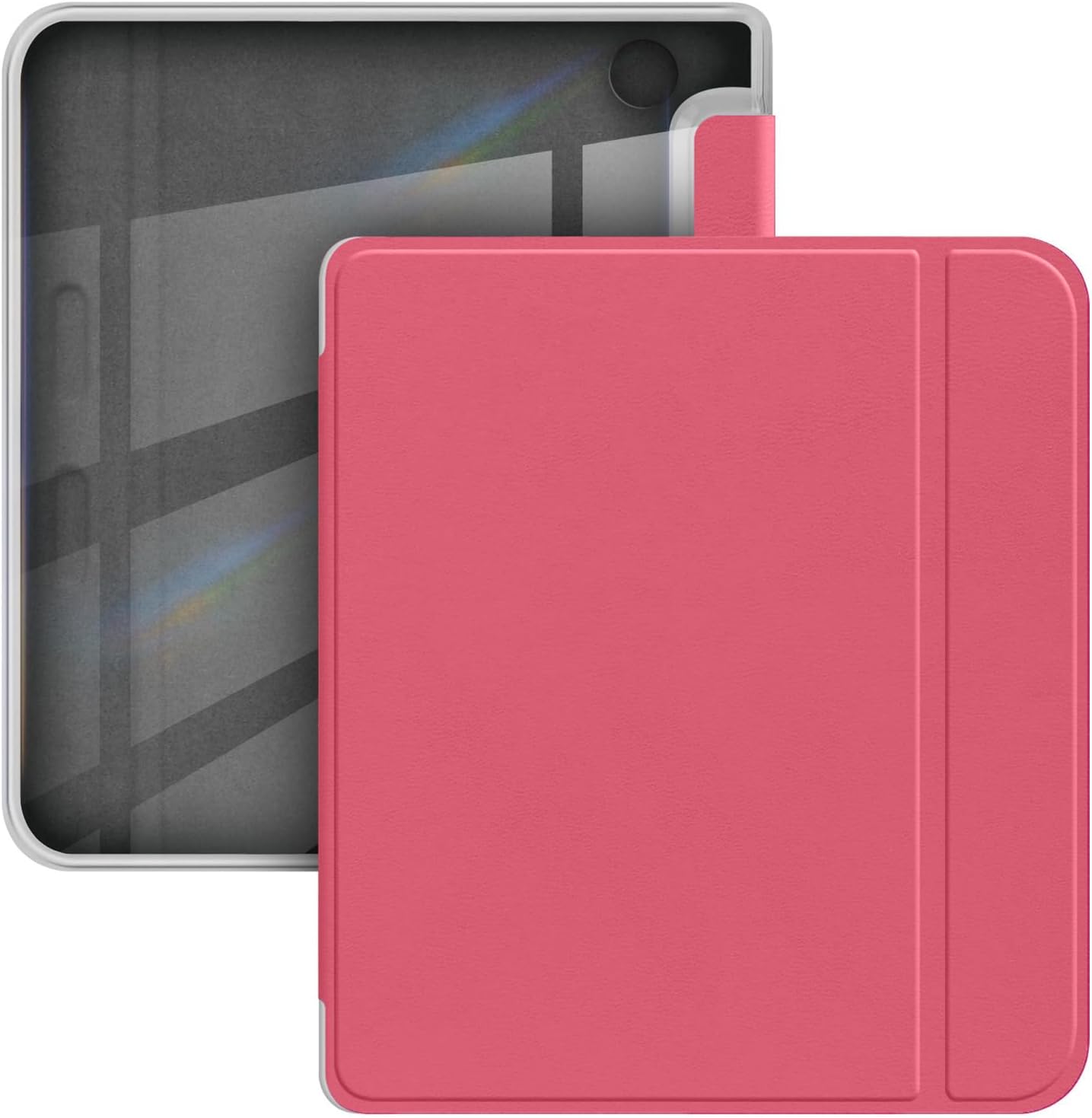 Case for Kobo Libra Colour (2024) and Kobo Libra 2 (2021) eReader 7 Inch, FJIASTB Clear Back Shell and PU Leather Front Cover with Auto Wake/Sleep (Rose Red)