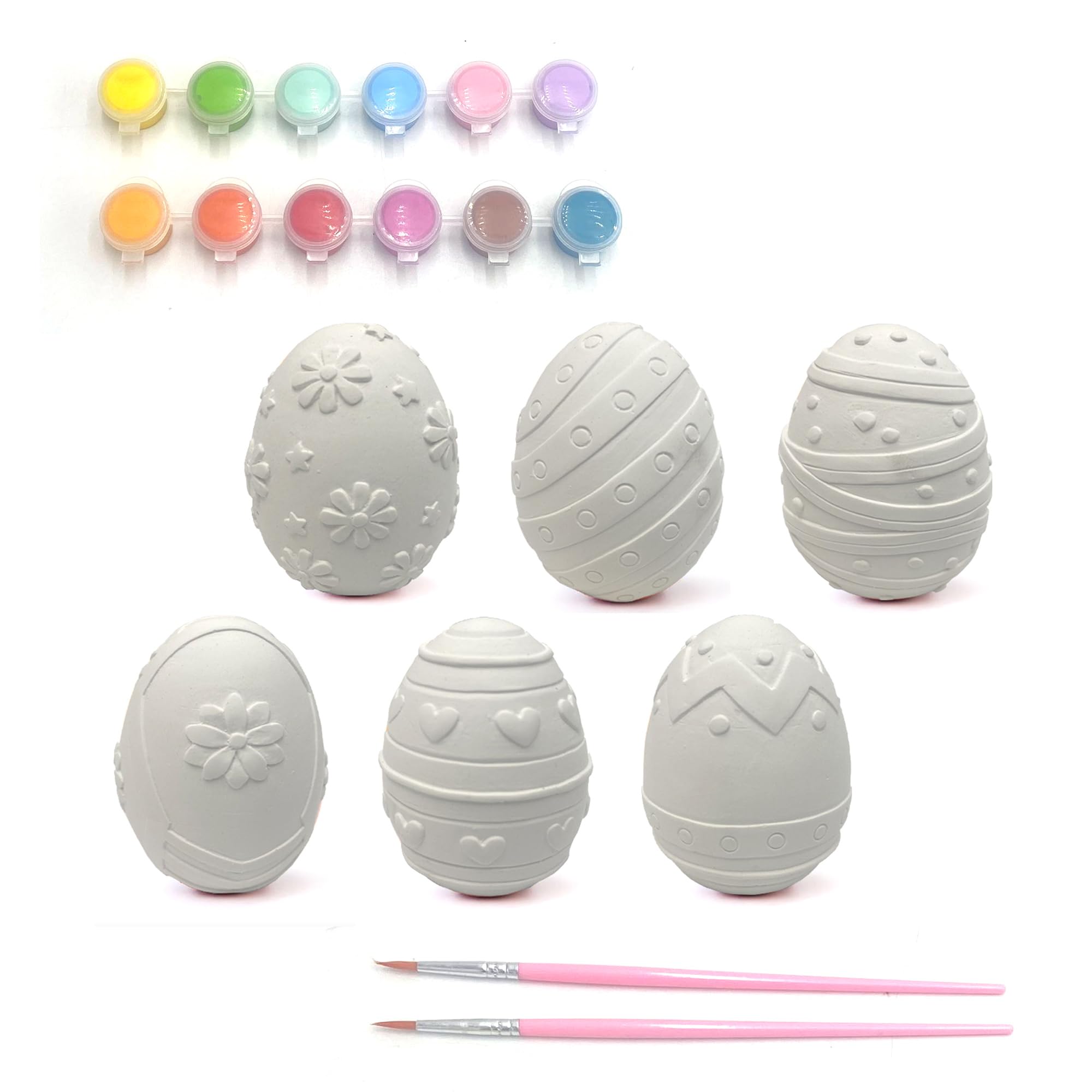 Yi'antai Set Creativo 65 Uova Di Legno Di Pasqua Fai Da Te Con Pennelli, Colori E Adesivi Per Bambini - 3