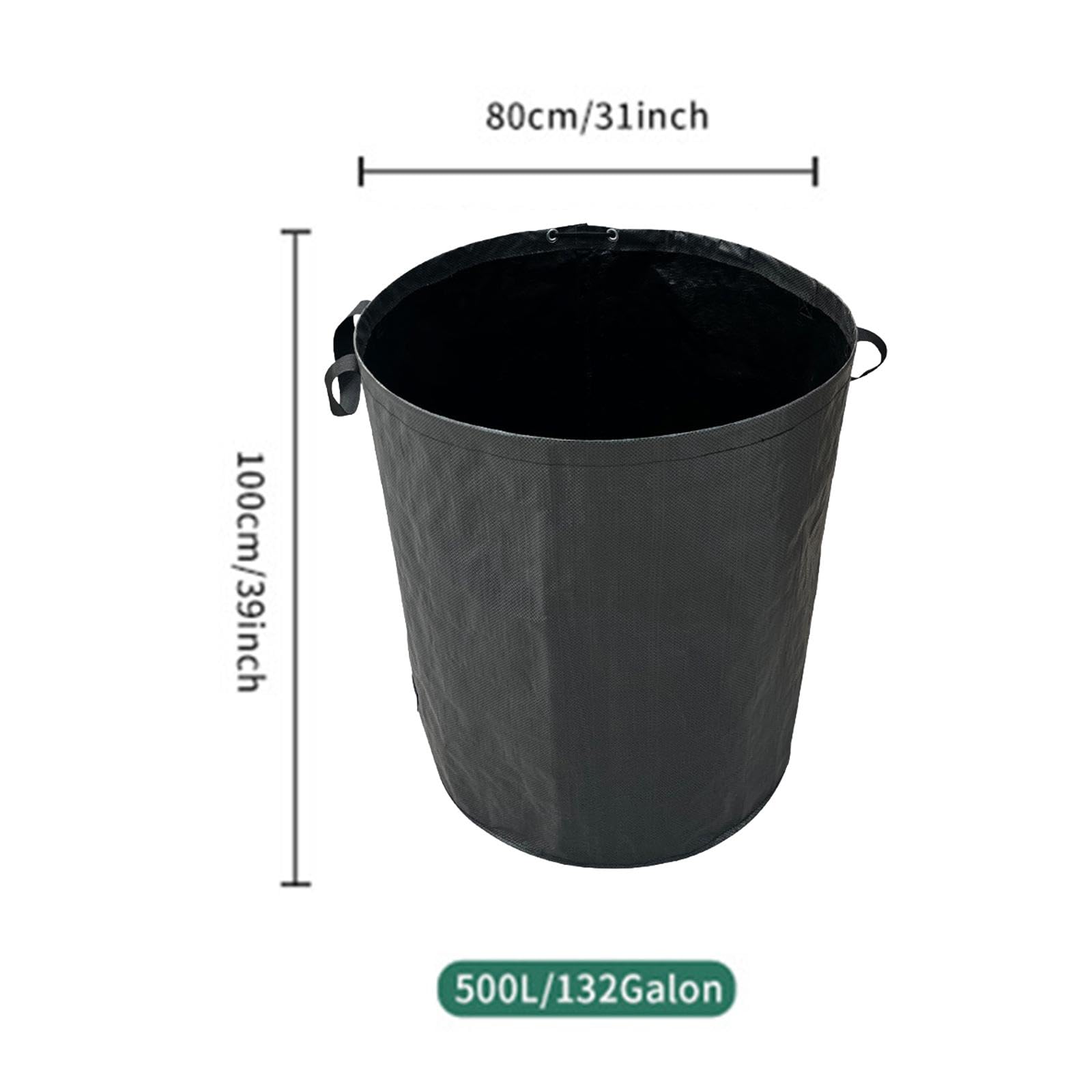 Sac à Déchets de Jardin Réutilisable Sac de Feuilles de Jardin Panier à Feuilles Pliable Sac à Herbe en Tissu Tissé avec Poignées Pliable et Facile à, Noir 500L