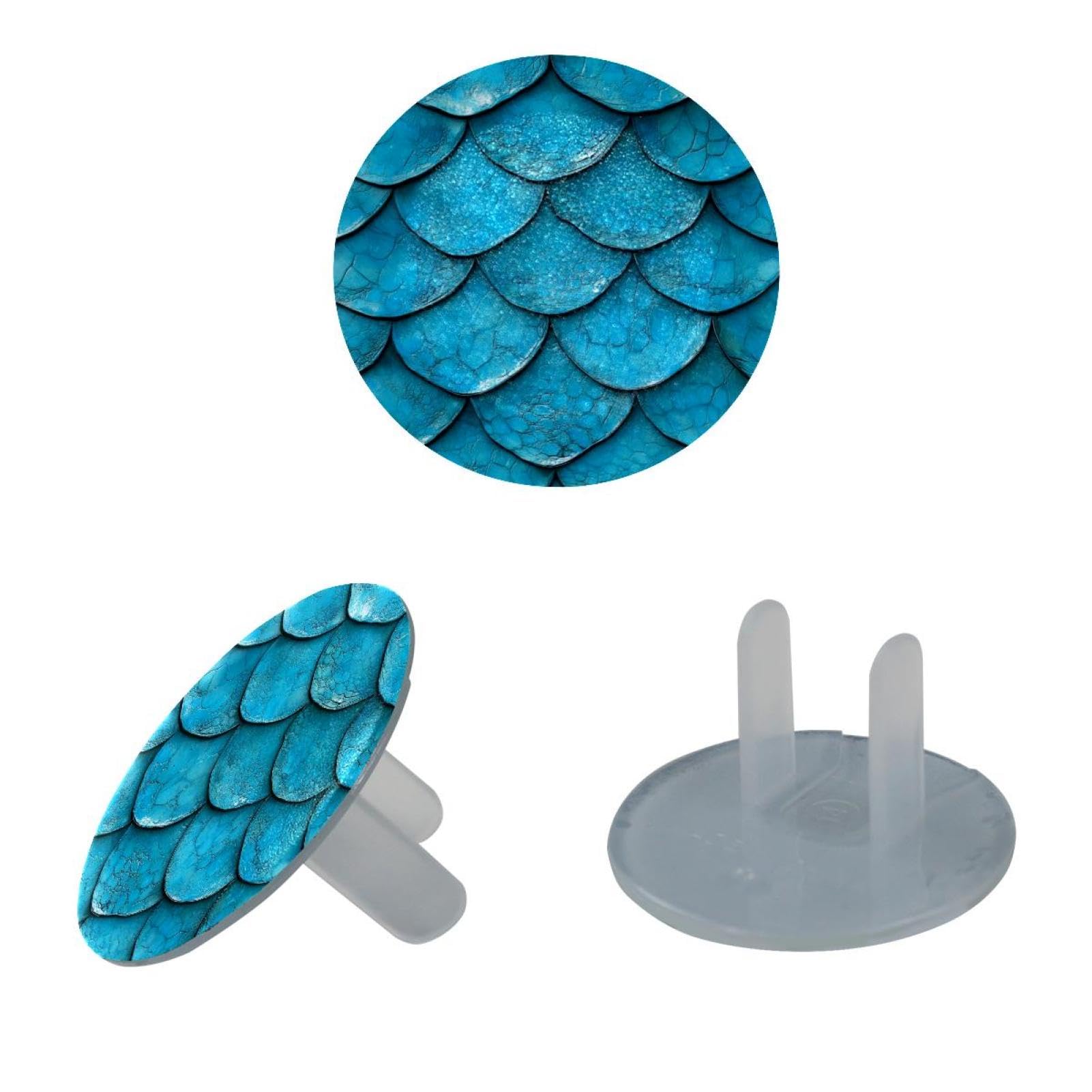 24 Packs Childproof Outlet Covers Mermaid Scale Electrical Safety Socket Protection Caps, 2-Prong Power Wall Plate