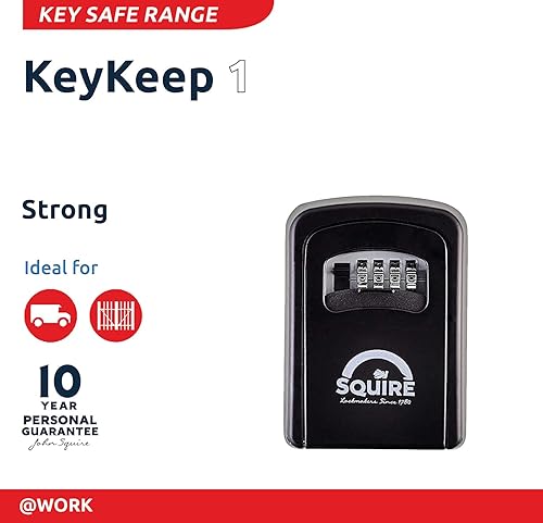 Miniatura 5 de Squire Caja fuerte para llaves, cerradura de combinación de 4 ruedas, caja fuerte para llaves montada en la pared, cuerpo de aleación fundido a