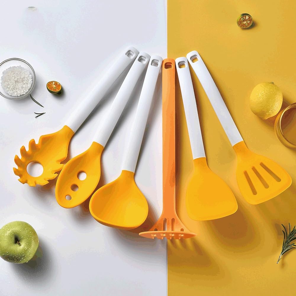 Set di Utensili da Cucina, Cucchiaio da zuppa Resistente al Calore, Pennello, mestolo, spatola in Silicone Antiaderente, Cucchiaio, Utensili da Cucina(3-Pack)