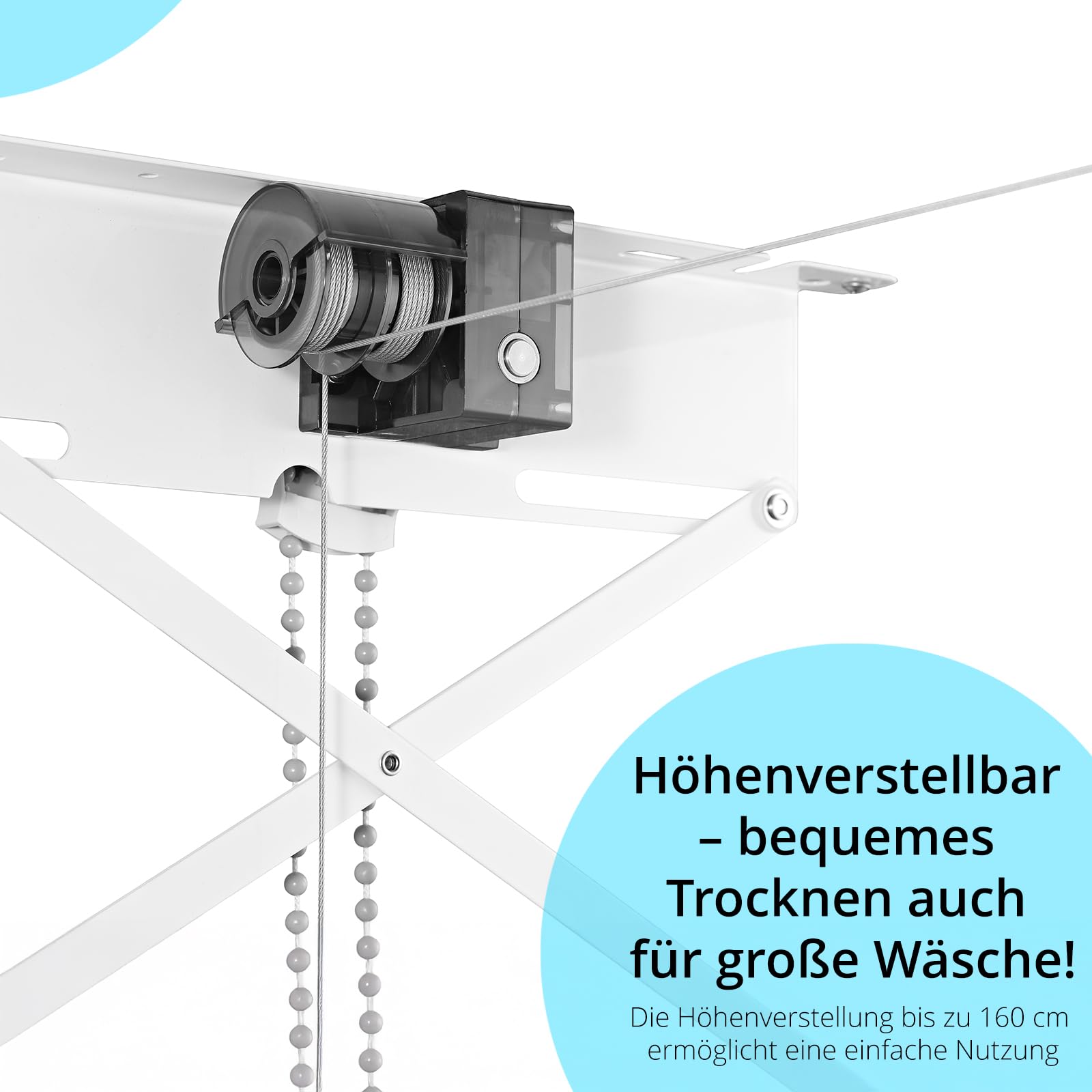 wellex Deckenwäschetrockner 4 x 180 cm Edelstahlrohre mit Halterungen Wäschetrockner für die Decke Tragkraft bis 20 kg Silber