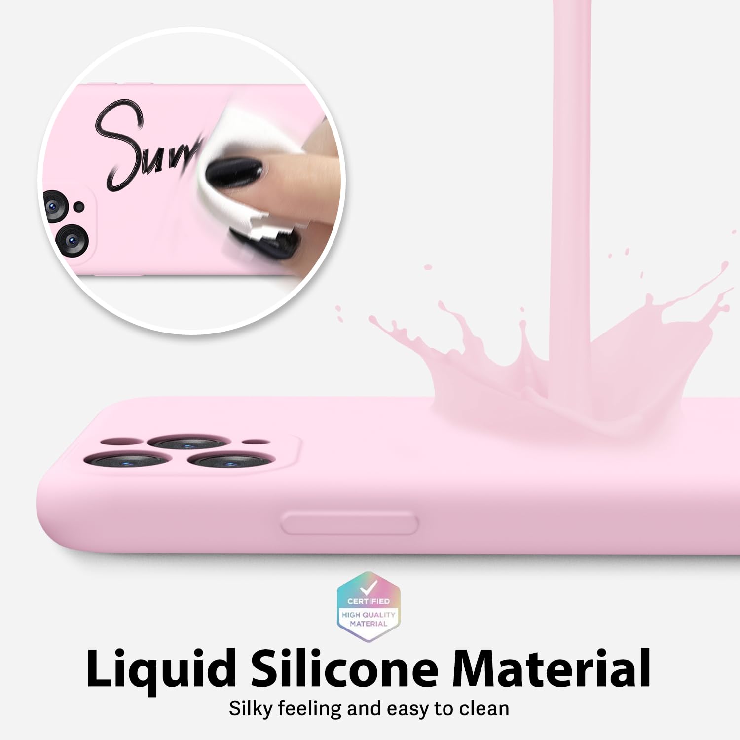 oakxco for iPhone 16 Pro Max Case Liquid Silicone, Soft Rubber Gel Elegant Aesthetic Basic Simple Cover, Cute Thin Slim TPU Matte Solid Color Plain Smooth Case for Women Girl, Light Pink — view 618