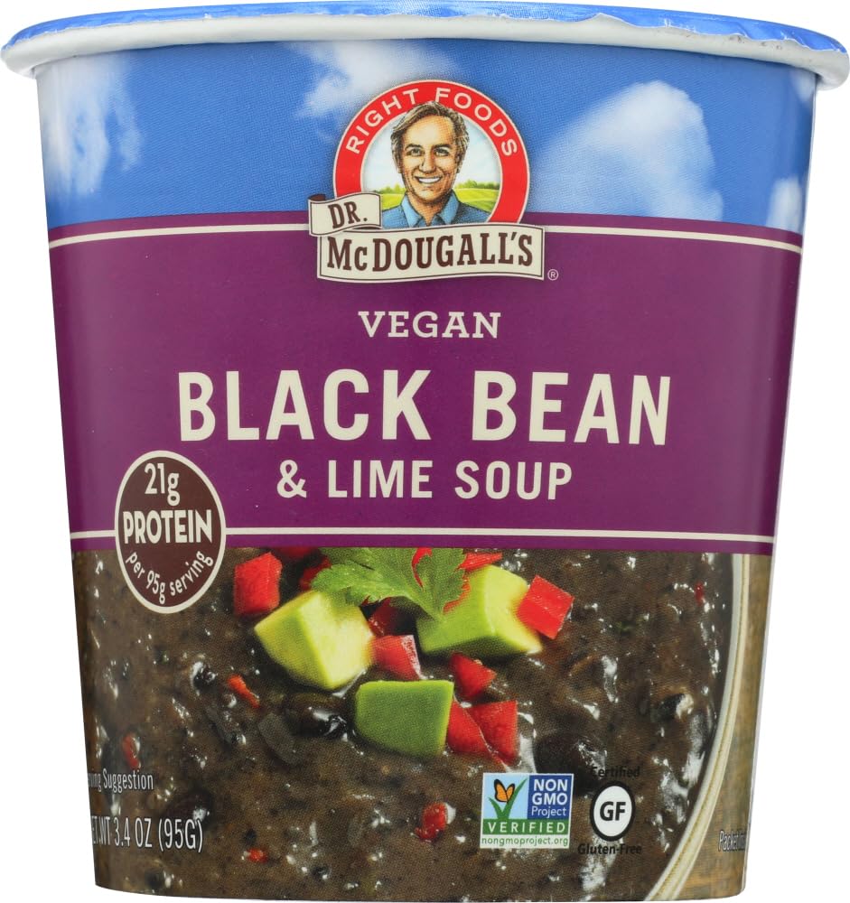 Dr Mcdougall'S Black Bean With Lime Big Soup Cup 3.4 Oz (Pack of 6)