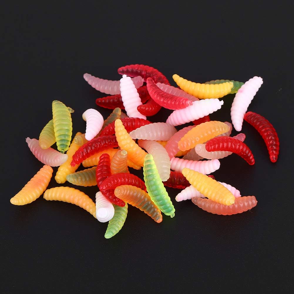 Fishing Lure Bait Mini-Size Larva Grub Shape Fishing Lures Artificial Baits Maggots Fish Tackle Toy(100pcs/set)