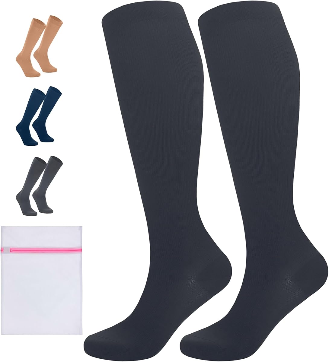 360 RELIEF Compression Socks for Women & Men - 15-20 mmHg Travel Flight Socks – Graduated Support - Ideal for Running, Cycling & during Maternity - with Laundry Bag