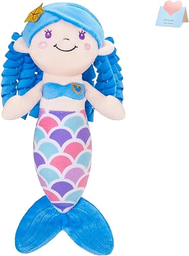 Athoinsu Peluche de sirena azul, suave y linda muñeca de princesa de sirena, juguete de peluche, cumpleaños, día de San Valentín, decoración para