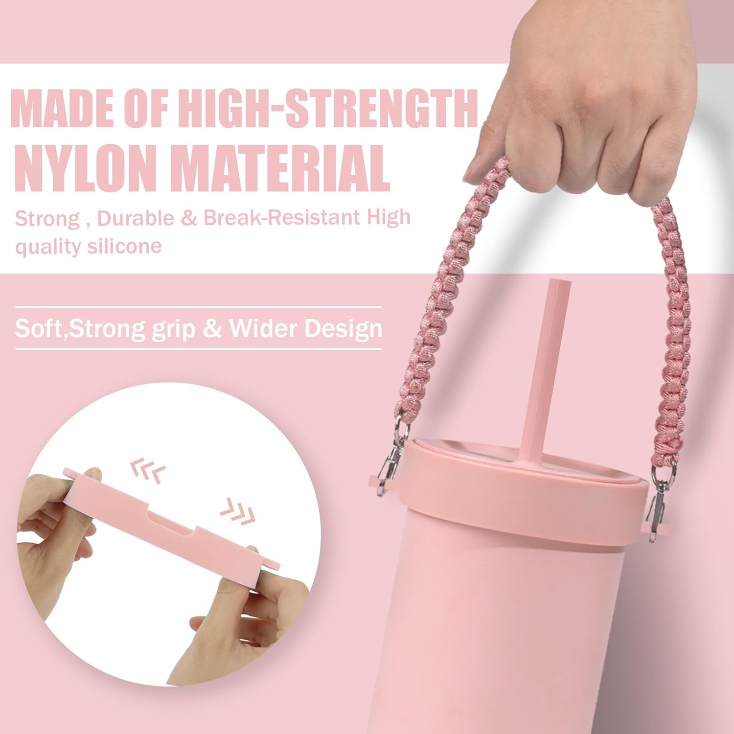 Greant Glitter Braided Handle for HydroFlask Tumbler Handle 40 oz & 32oz, Bling Handles for Stanley 40oz, Strap for HydroJug 40oz Tumblers, Anti-Slip Carrying Strap for BruMate 40 oz, Detachable - Image 5