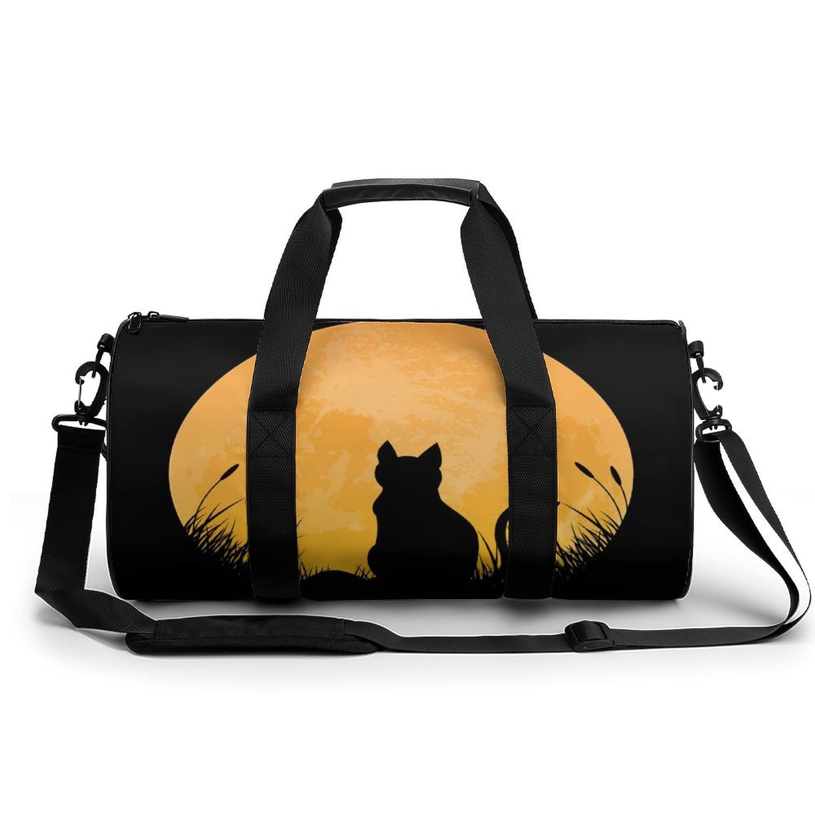 Sac week-end duffel bag chat noir lune en format compact 45cm - 8