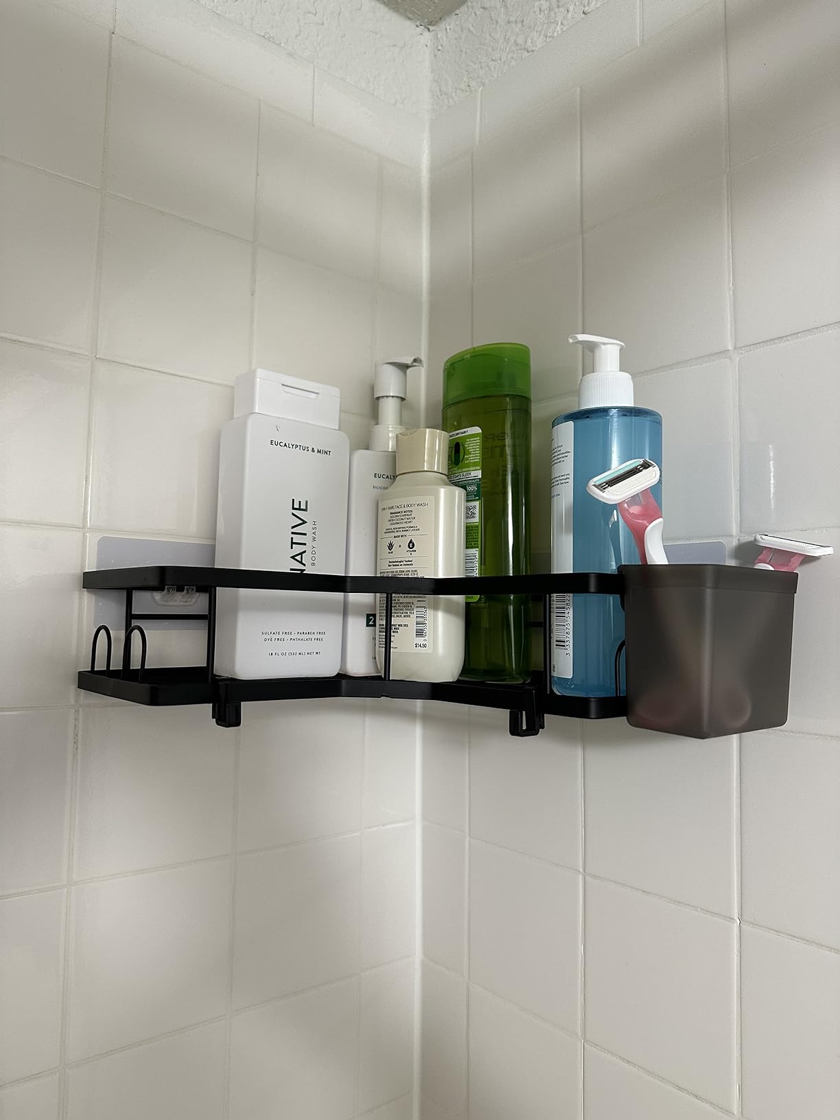 AKTECKE Corner Shower Caddy Bathroom Organizer Adhesive Shower Rack Bathtub Shelves - 3Pack No Drilling Shower Shelf photo review