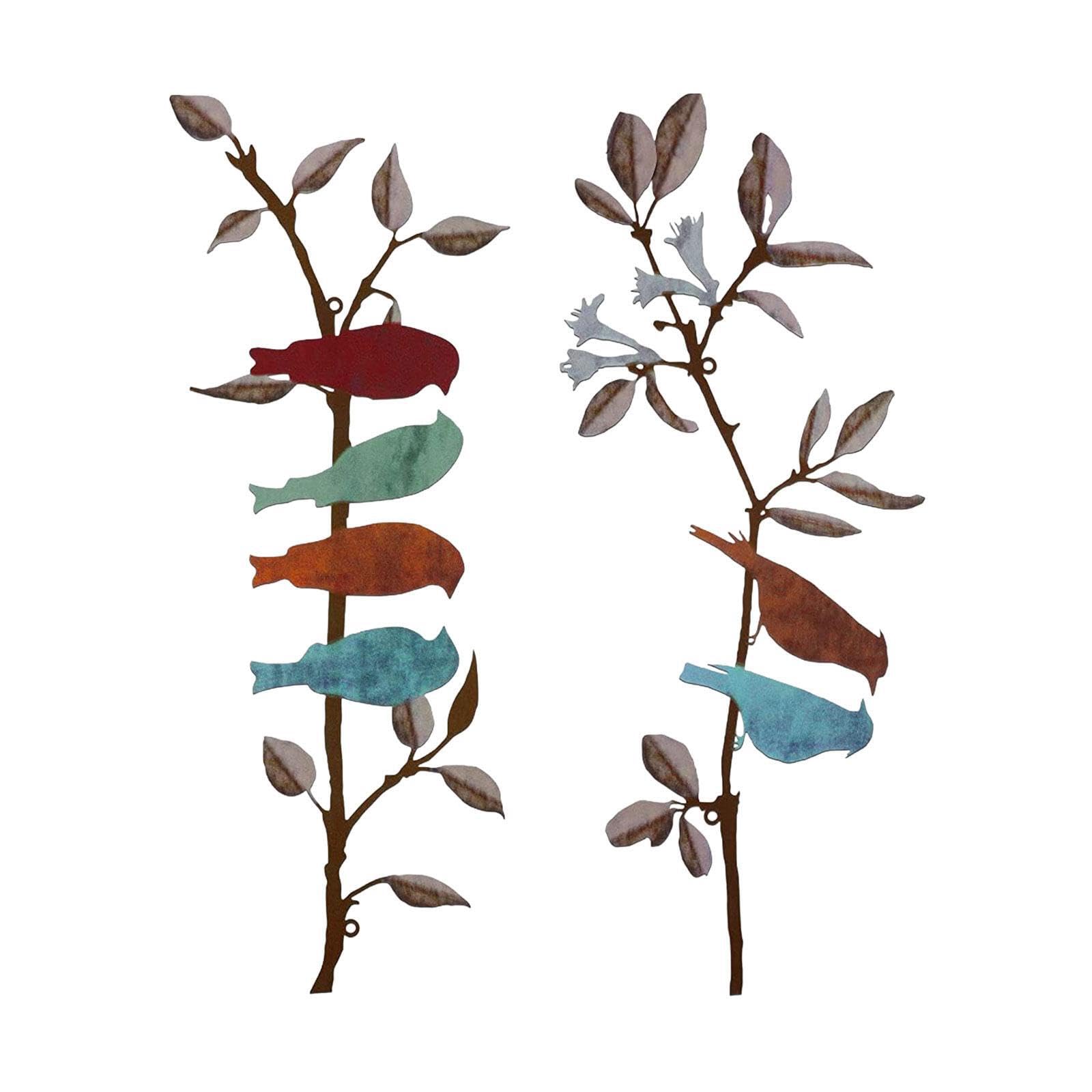 Pixzcsa Vivid Birds Metal Wall Art Decor Sculpture Ornament For Living Room Bedroom Garden Patio Wall Hanging Decoration Is Suitable For Garden Living Room, Style B