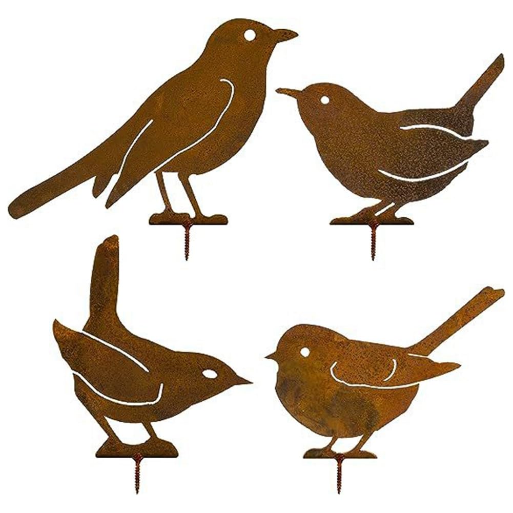 CTRLZS Rusty Metal Bird Wrought Iron Bird Waterproof Metal Bird Statue Outdoor Park Art Gardening Decorations