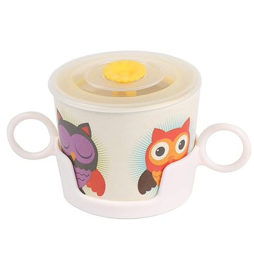 Miniatura 4 de Shopwithgreen - Juego de 5 piezas de fibra de bambú para la comida de los niños plato, tazón, taza, cuchara y tenedor decoración de dibujos