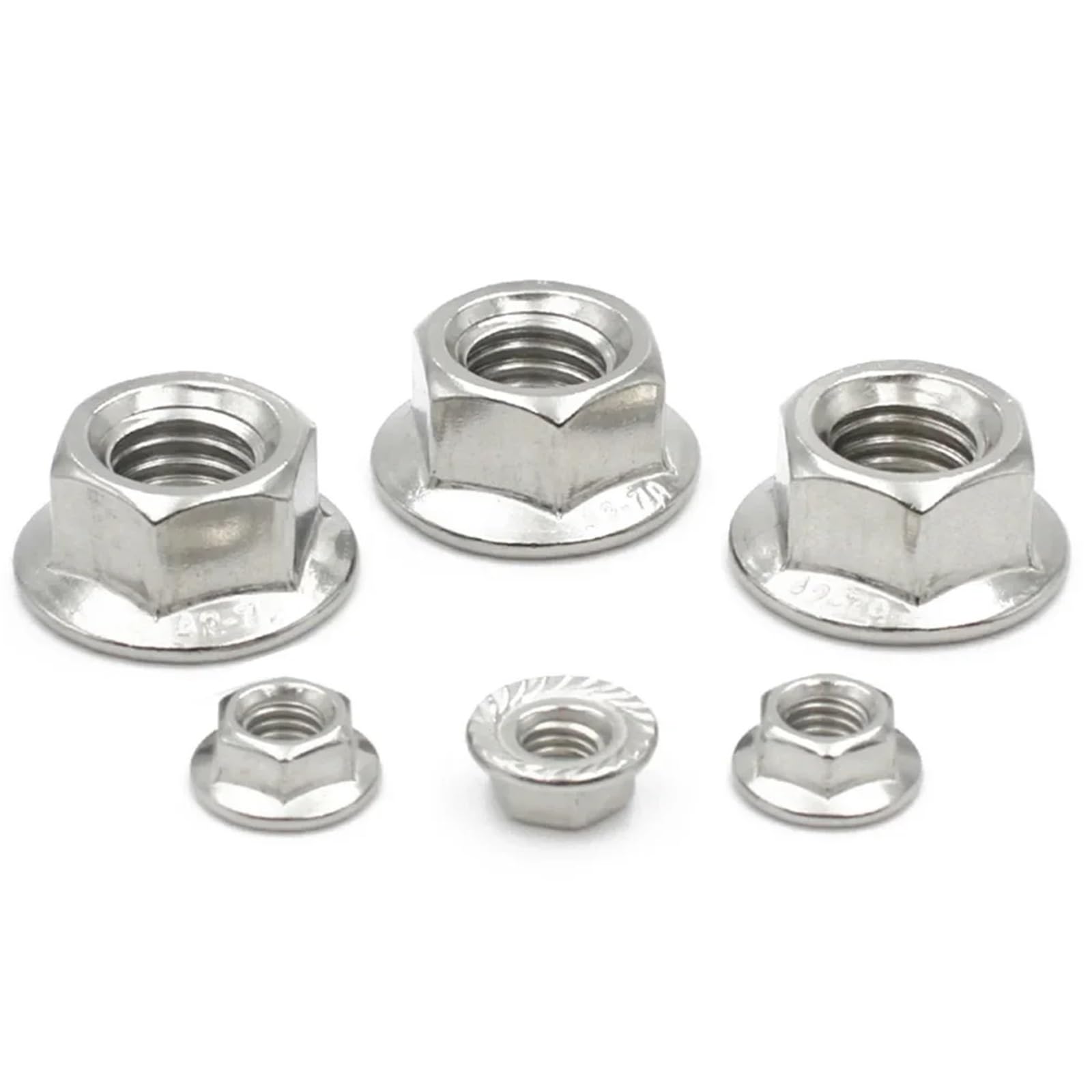 Nakrętki zabezpieczające z kołnierzem sześciokątnym ząbkowanym | Stali nierdzewnej 304(M14 (10pcs))