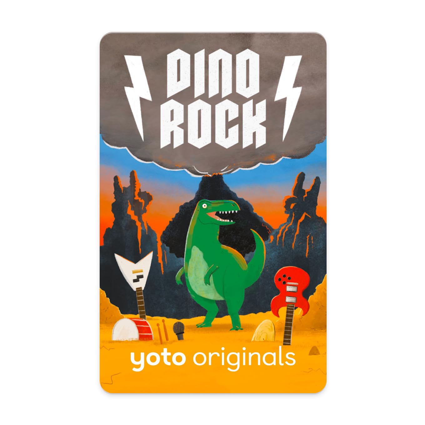 Yoto Dino Rock - Kids Audio Card for Use with Player & Mini Allin1 Audio Player, ScreenFree Listening with Fun Festive Music for Playtime Travel & Holiday Parties, Ages 3+