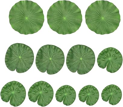 12 Pcs Artificial Lily Pads Realistic Floating Lily Pads Fake Lotus Leaves Water Lily Pads Ornaments False Lotus Leaves for Ponds Pool Aquarium