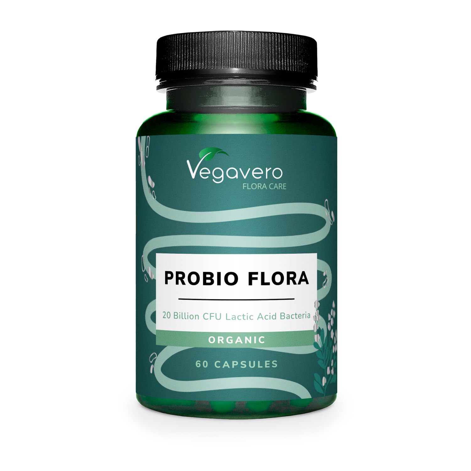 Vegavero Probiotics & Prebiotics | 100% Organic | 20 Strains (Lactobacillus + Bifidobacterium) | 20 Billion Active Bacteria & Acacia Fibre | 60 Vegan Capsules | NO Additives
