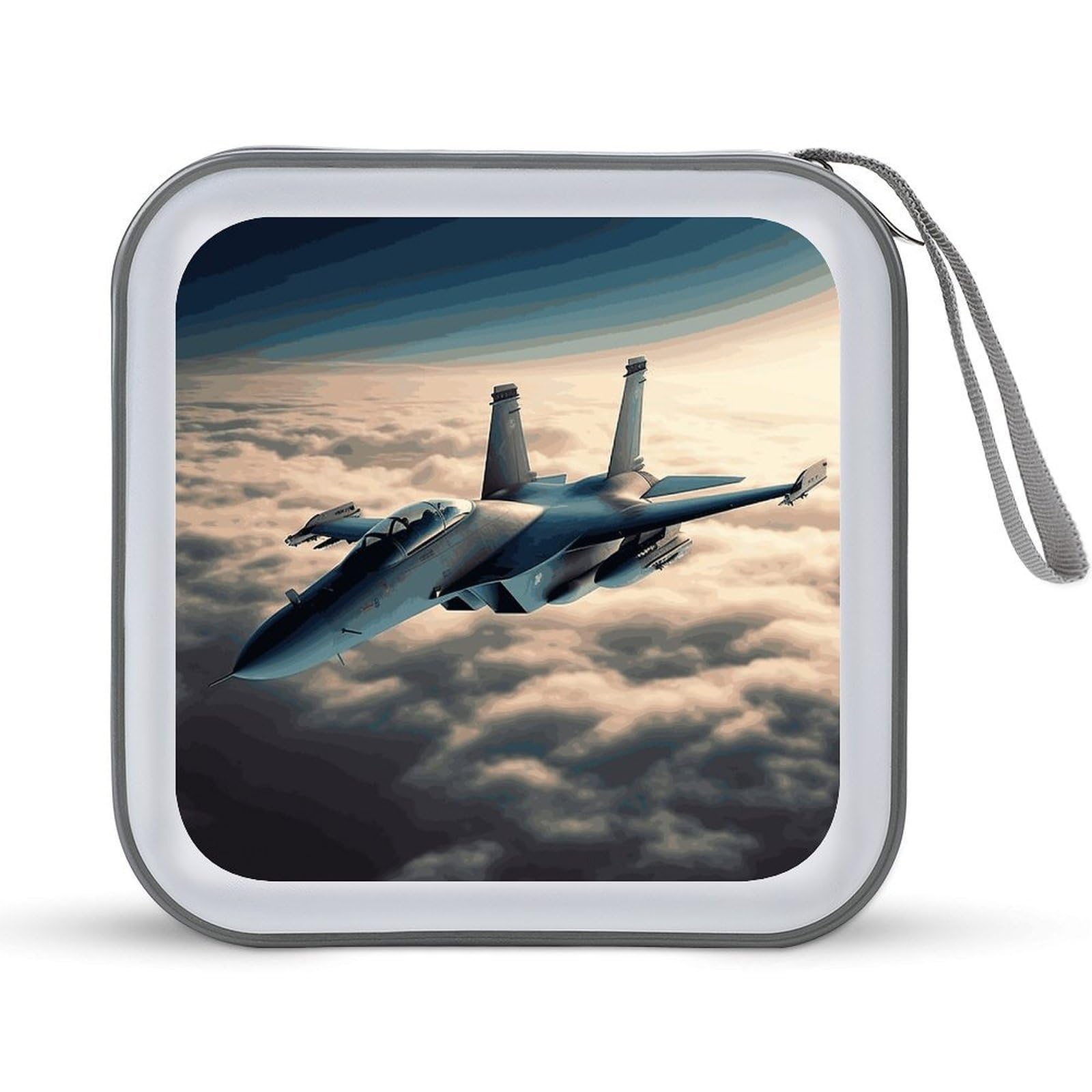 VstaDank Aircraft Fighter Jets CD Case with Hand Strap Lightweight DVD Wallet Holder 40 Capacity CD/DVD Case Wallet Protective CD Wallet CD/DVD Portable Storage Binder for Car Home Office