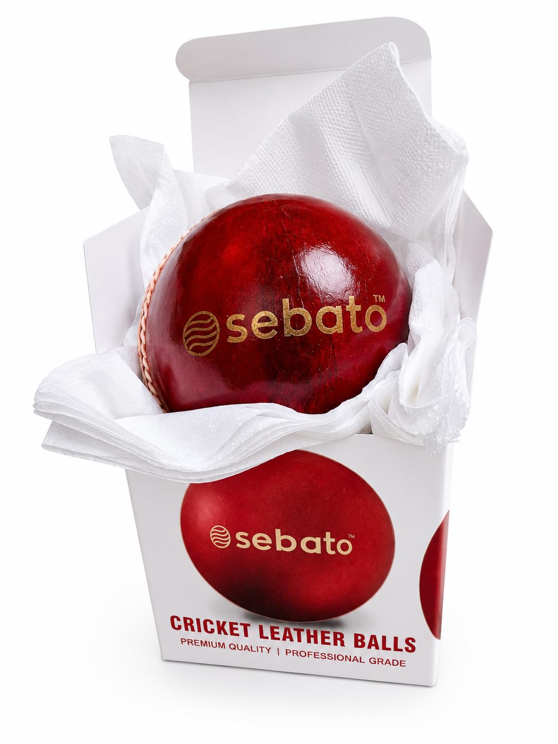 Cricket Leather Ball Red–Newbie: for Practice | Alum-Tanned Waterproof Leather | Four-Piece Hand-Stitched Seam | Durable Long-Lasting Core | Ideal for Net Practice, Coaching & Daily Training-image-21