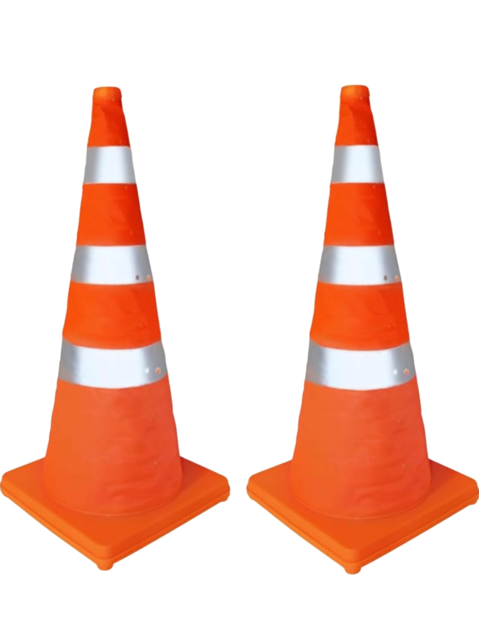 DBREAKS 2 Pcs Cône de Signalisation Réfléchissant Pliable 70cm | Cône de Sécurité avec 3 Bandes, Plot de Chantier, Large Base PP Stable & Tissu Oxford, Orange pour Parking, Urgence Routière
