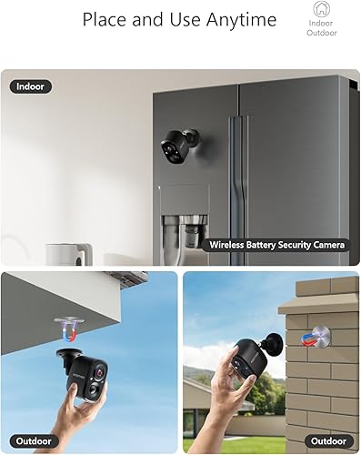 Miniatura 2 de Cámaras de seguridad inalámbricas de 2.5K para exterioresinteriores, cámara de seguridad con batería WiFi, detección de movimiento, visión nocturna