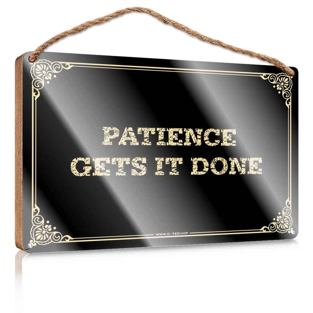 MAHQPZXSF Signs For Kitchen Patience Gets It Done Wooden Sign Summer Gifts Fall Front Door Decor(23X35CM)