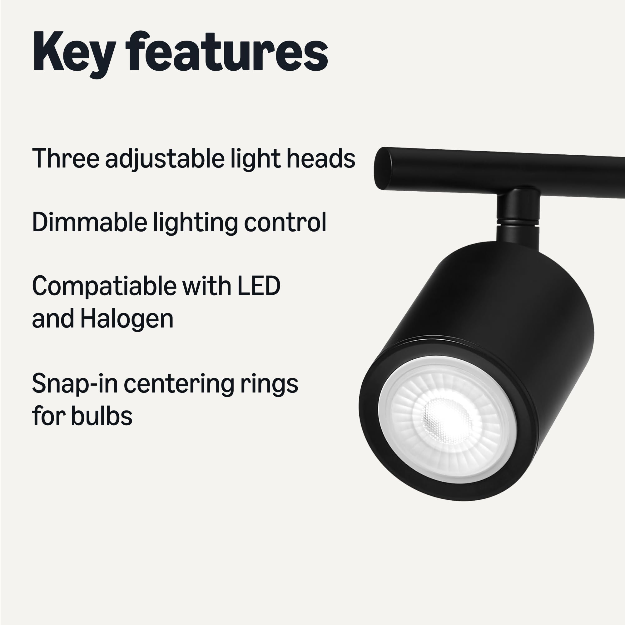 Amazon Basics 3-Light Track Lighting Kits, 50.8 x 12.7 x 17.8 cm, 1 Pack, Black - 3