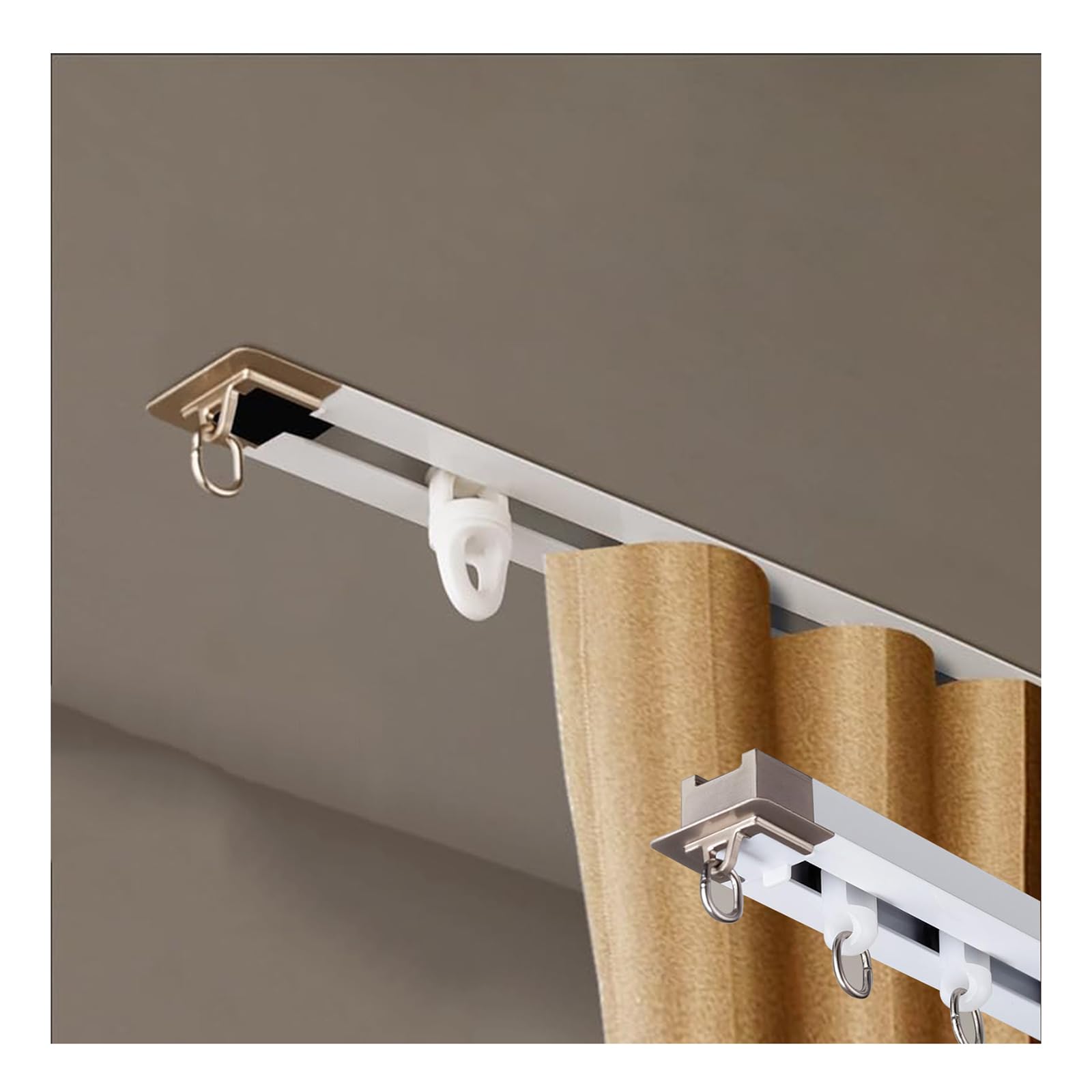 Générique Système de Tringle à Rideaux, Tringle de Plafond Robuste en Aluminium, Barre Droite de 2,6 m pour fenêtres et séparations de pièces, Fixation Invisible, Rail en