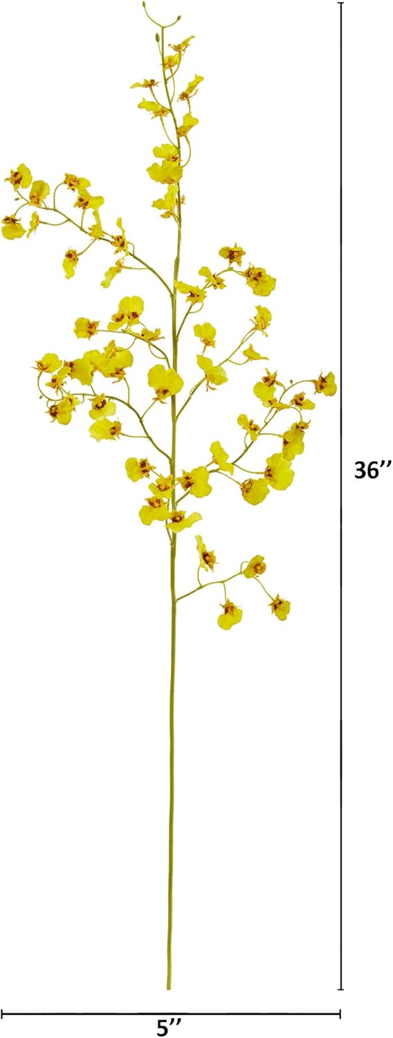 Nearly Natural 36in. Oncidium Artificial (Set of 4) Silk Flowers, Yellow