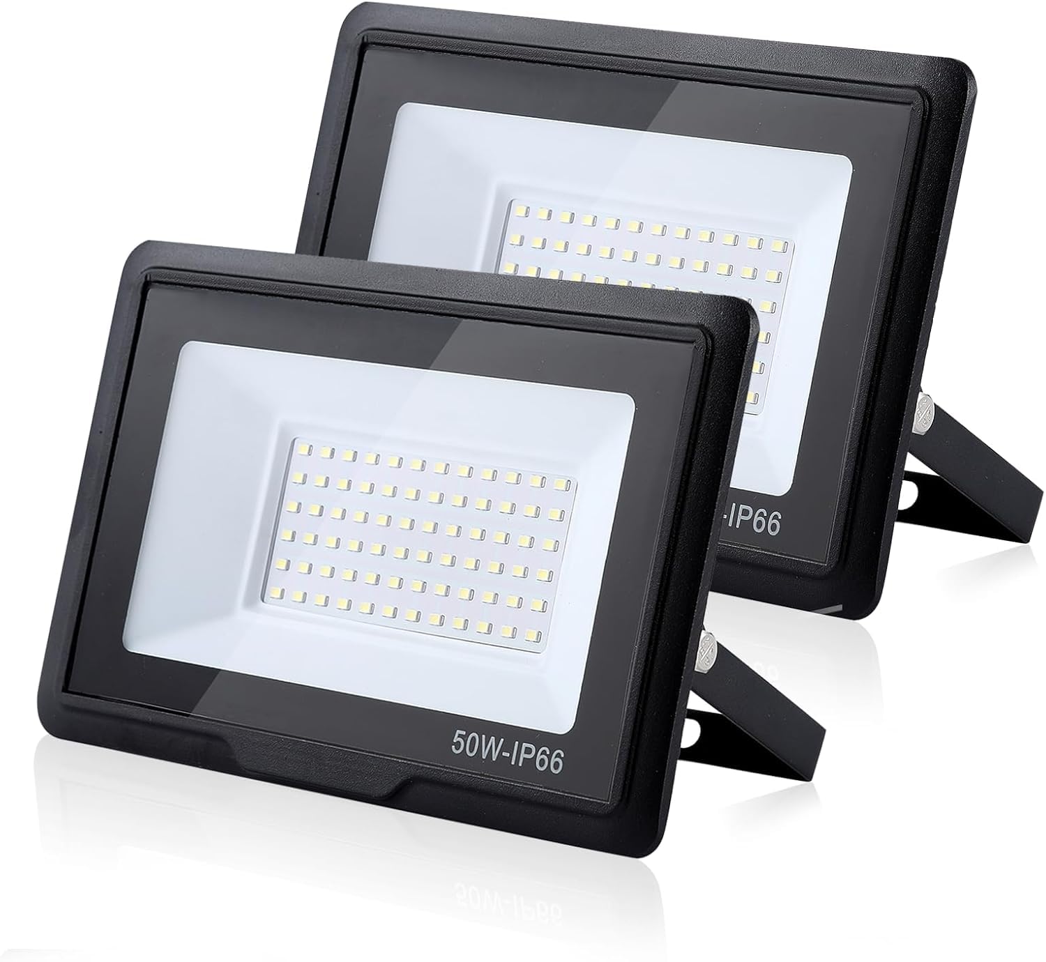 treoir Faretto LED da Esterno 50W, 5000LM Superright Faro Led Esterno, IP66 Impermeabile 3000K Bianco Caldo Faretti Led Esterno per Giardino, Garage, Cortile, Terrazza(2pcs)