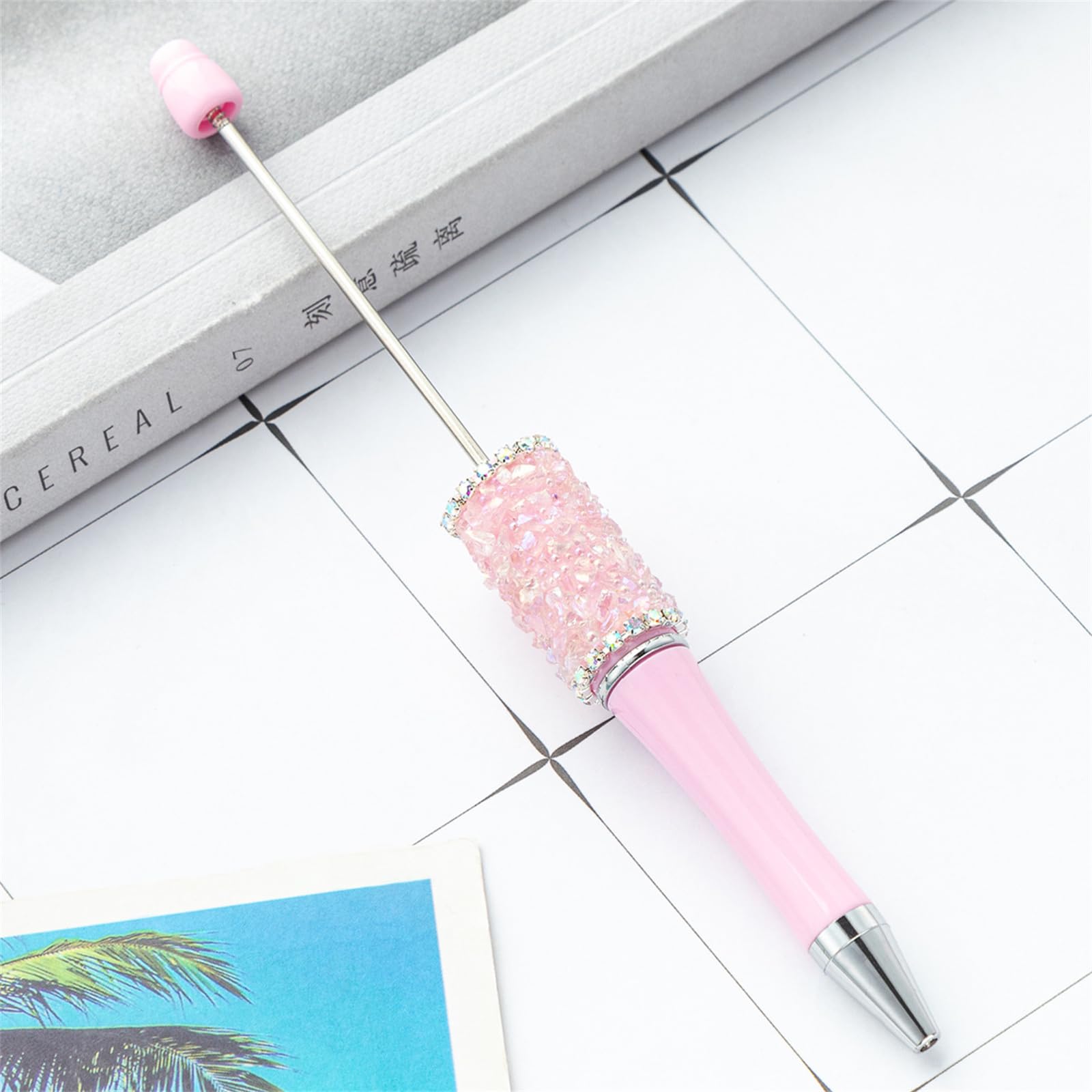 Beadable Ballpoint Pen Retractable Ballpoint Pen Rhinestones Beadable Pen for Student Boy Girl Reward Birthday — view 4
