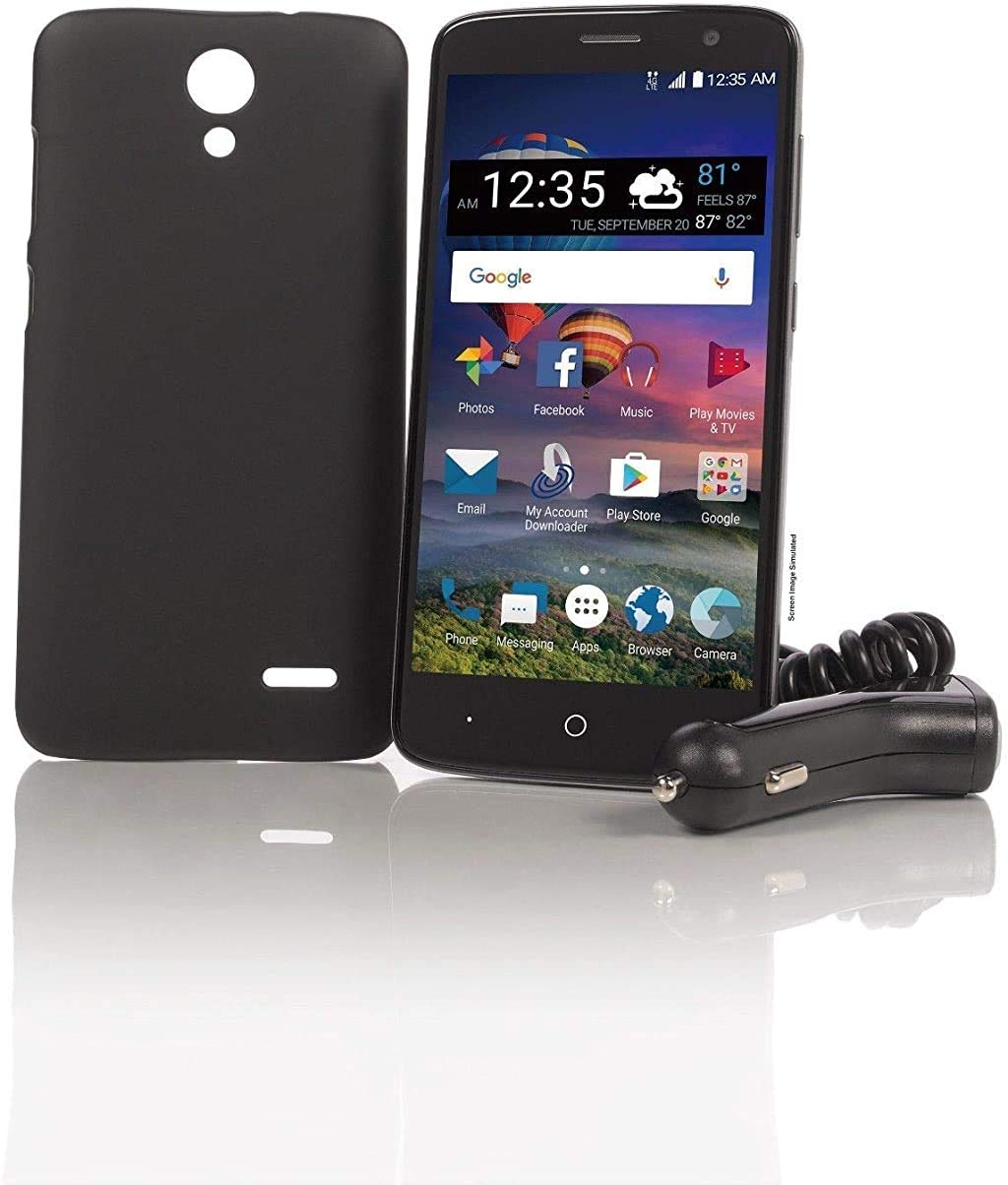 Tracfone ZMax One Z719DL 4G LTE Phone + 1 Year of Service with 1500 Min/Text/Data (Black (Skin May Vary in Colour), 1 Year of Service with 1500 MIN/1500 Text/1500MB)