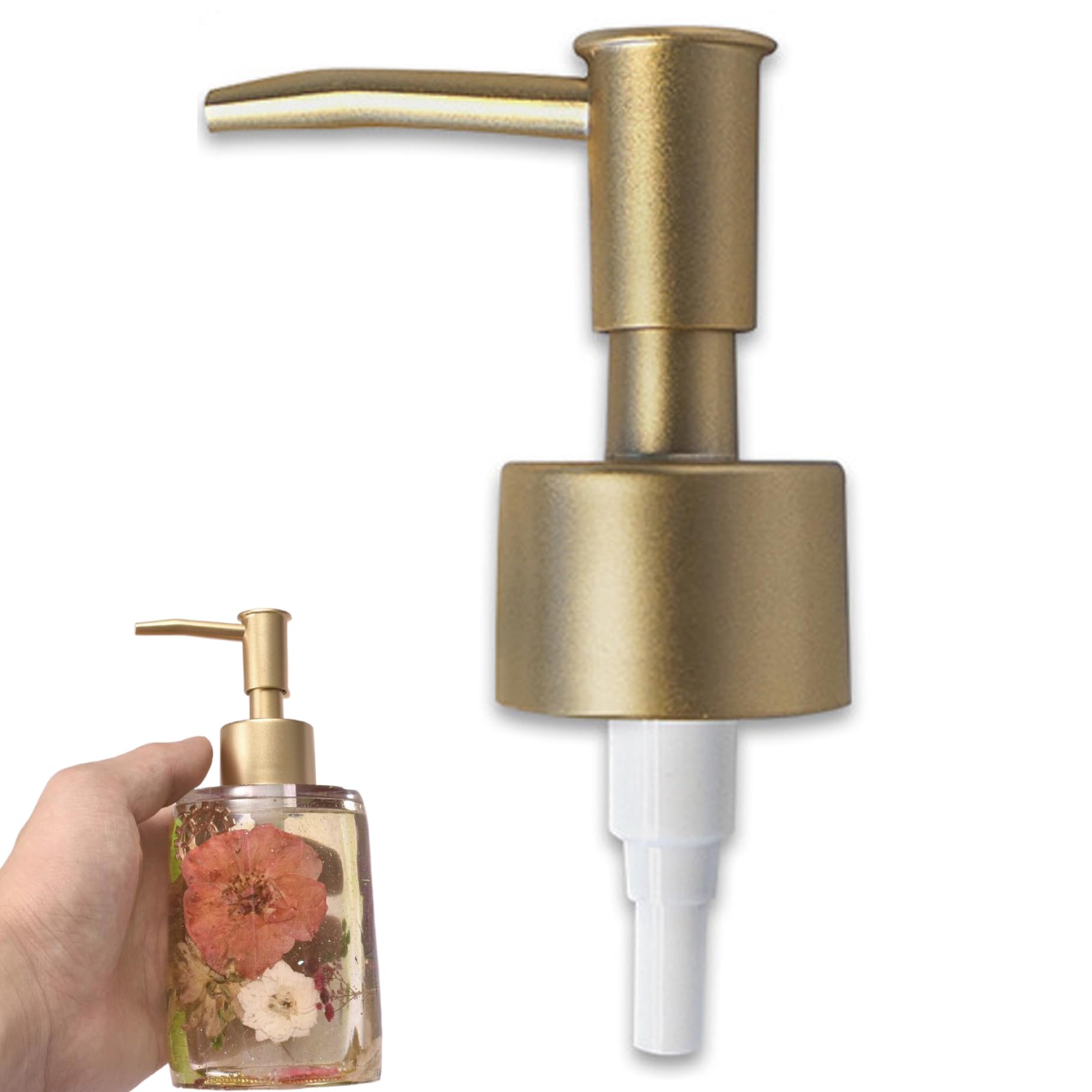 Hperu Brushed Gold Soap Pump Replacement - Soap Dispenser Pump Replacement for Lotion Bottle (Brushed Gold)