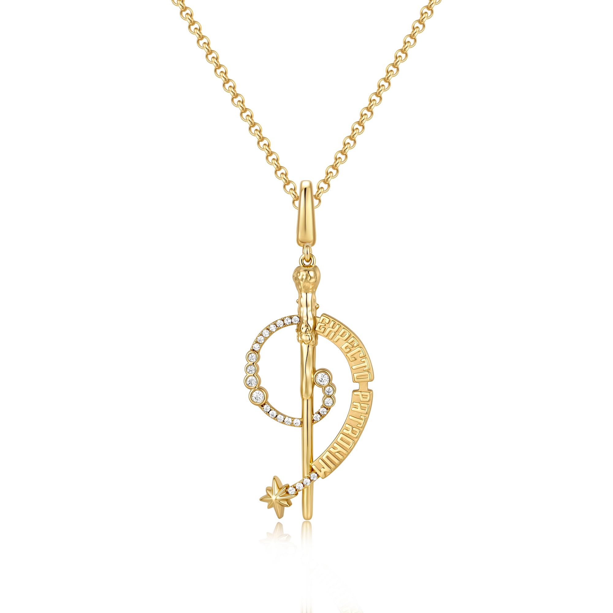 FANCIME Harry Potter x Kollaboration - Harry Potter/Hermione/Ron/Malfoy/Dumbledore Wand Halskette, Gelb Plated Copper Pendant Halskette Schmuckgeschenke für Damen Mädchen
