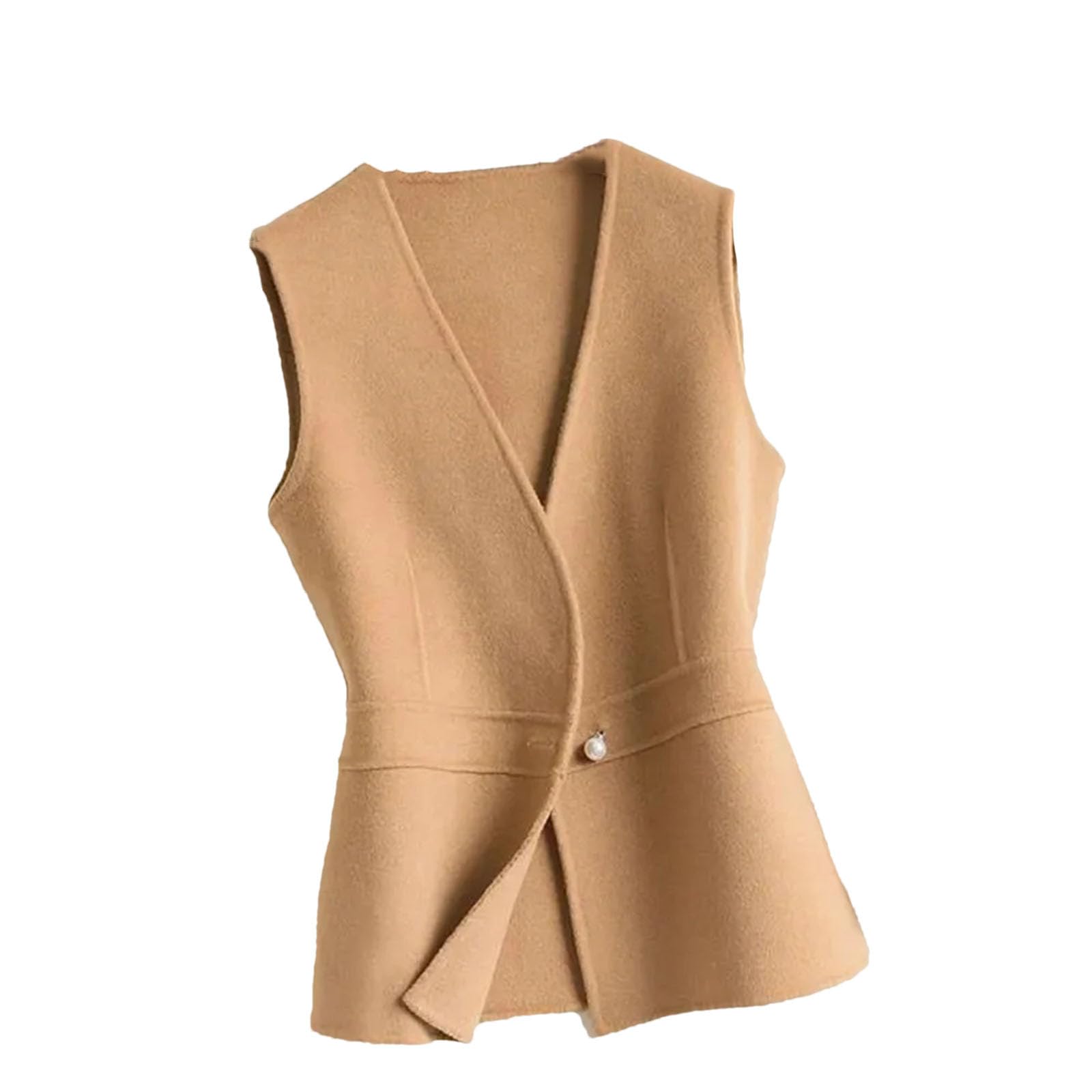 Chaleco de lana sintética de cordero para mujer, chaleco cálido y grueso, sin mangas, casual, sin mangas