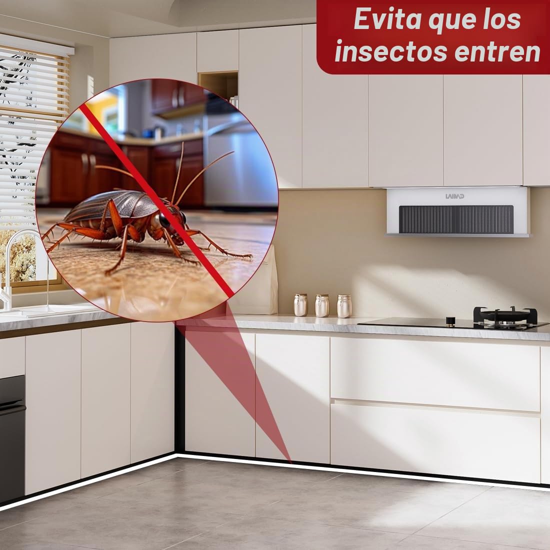 RANJIMA 5M Perfil de zócalo Perfil de embellecedor de zócalo para 18mm 19mm de espesor de madera, tira de zócalo de cocina Blanca Perfil de sellado de zócalo de cocina con labio de sellado para zócalo