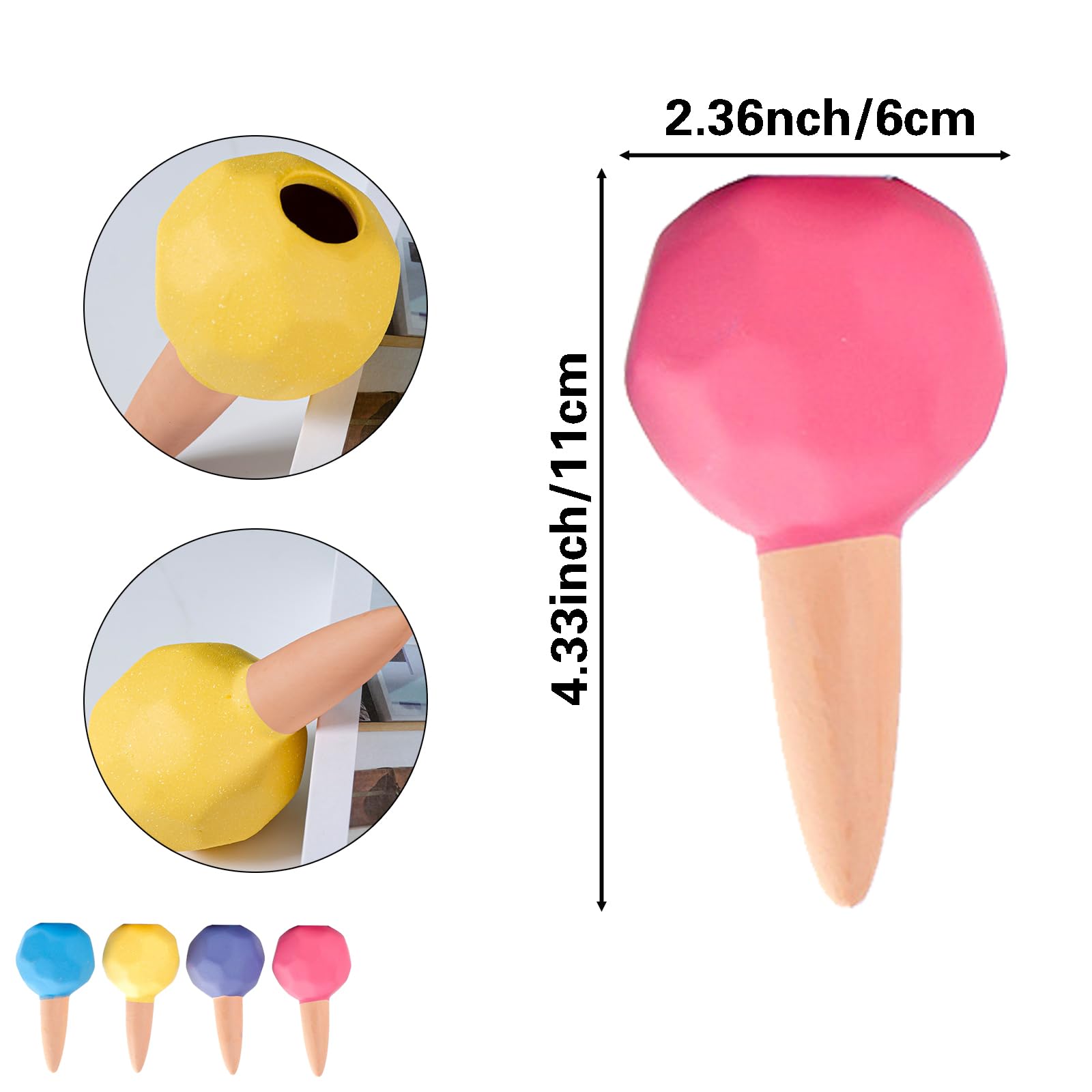 JVHLOV 4PCS Clay Watering Spikes, Plant Watering, Plant Water Dispenser, Terracotta Watering Spikes - Image 2