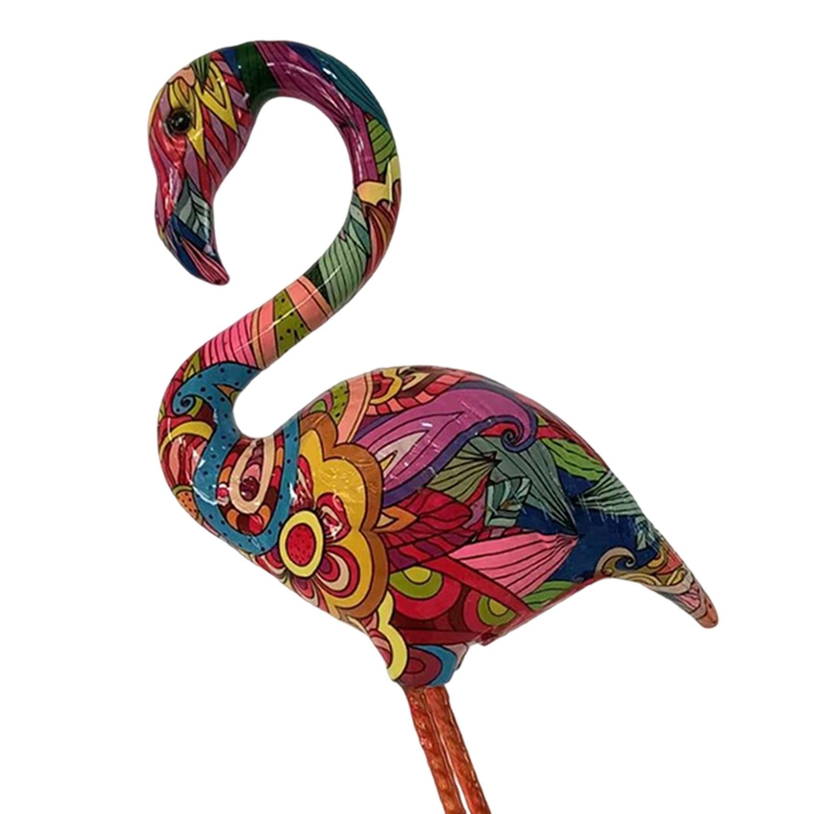 Qianly Flamingo Garden Statue Bird Sculpture Indoor Outdoor Lawn Home Ornament Resin Figurine for Porch Decoration Summer Window B - Image 2